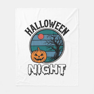 Vintage Halloween Night Pumpkin Tree Shirt Design_ Fleece Blanket