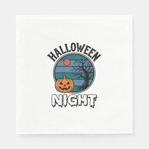 Vintage Halloween Night Pumpkin Tree Shirt Design_ Napkin