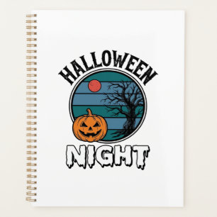 Vintage Halloween Night Pumpkin Tree Shirt Design_ Planner