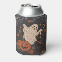 Vintage Halloween Night with Pumpkin and Ghost