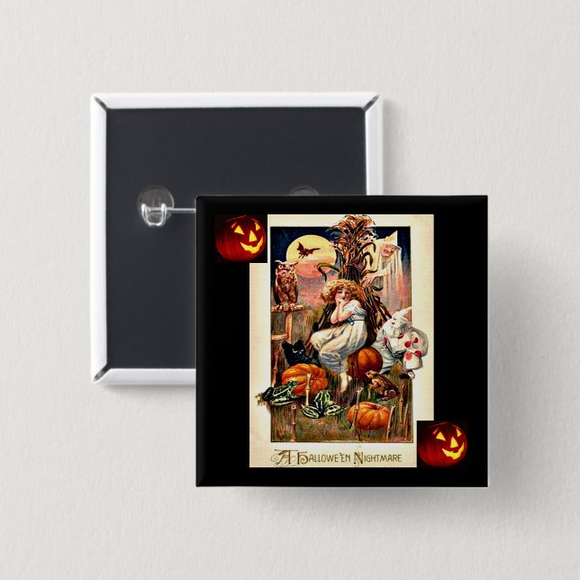 Vintage Halloween Nightmare 15 Cm Square Badge (Front & Back)