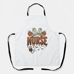 Vintage Halloween Nurse Ghost Pumpkin Design_1 Apron