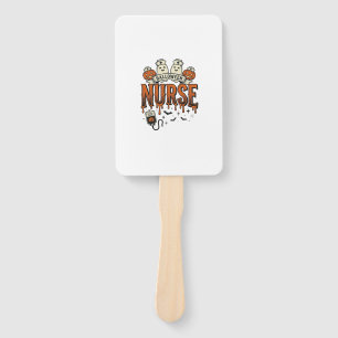 Vintage Halloween Nurse Ghost Pumpkin Design_1 Hand Fan