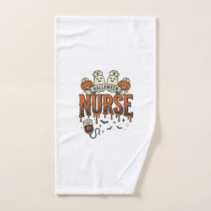 Vintage Halloween Nurse Ghost Pumpkin Design_1 Hand Towel