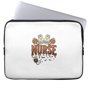 Vintage Halloween Nurse Ghost Pumpkin Design_1 Laptop Sleeve
