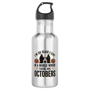 Vintage Halloween October Quote Pumpkin Cat Design 532 Ml Water Bottle