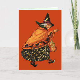 Vintage Halloween Old Witch Card