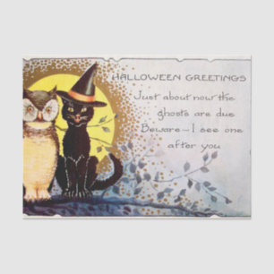 Vintage Halloween owl black cat party tissue Paper