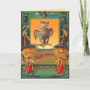 Vintage Halloween Owl Card