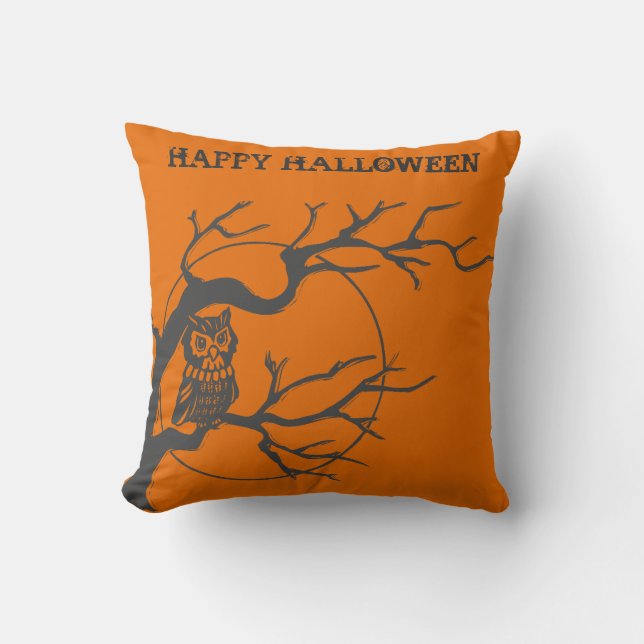 Vintage Halloween Owl Cushion (Front)
