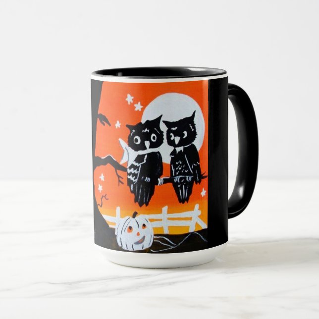 Vintage Halloween Owl Mug (Front Right)