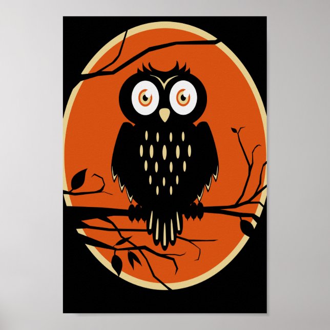 Vintage Halloween Owl Poster (Front)