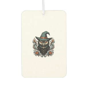 Vintage Halloween Owl Witch Hat Vector Design_1 Car Air Freshener