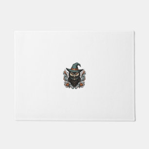 Vintage Halloween Owl Witch Hat Vector Design_1 Doormat