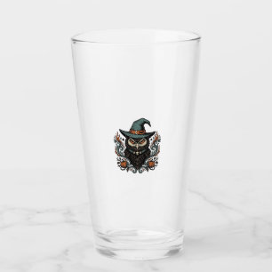 Vintage Halloween Owl Witch Hat Vector Design_1 Glass