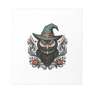 Vintage Halloween Owl Witch Hat Vector Design_1 Notepad