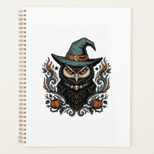 Vintage Halloween Owl Witch Hat Vector Design_1 Planner