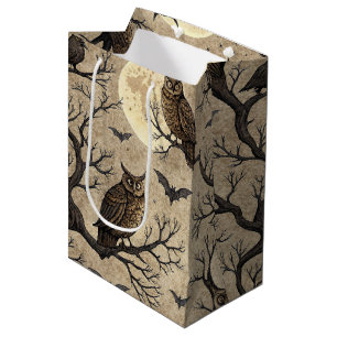 Vintage Halloween Owls & Moon Medium Gift Bag