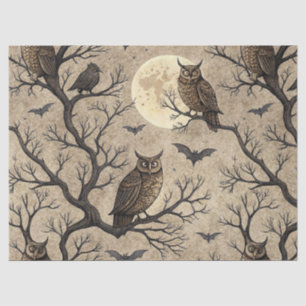 Vintage Halloween Owls & Moon Tissue Paper