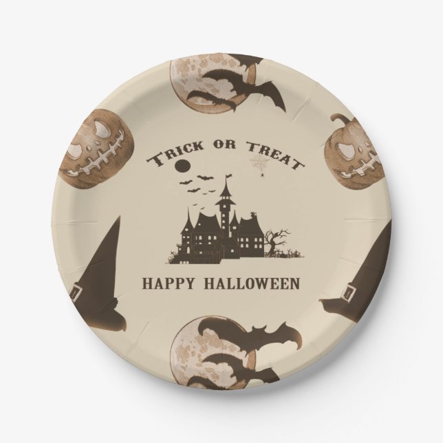 Vintage Halloween Paper Plate (Front)