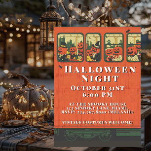 Vintage Halloween Party Adult Custom Train Invitation