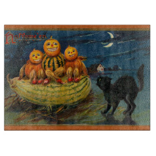 Vintage Halloween Party Black Cat Cutting Board