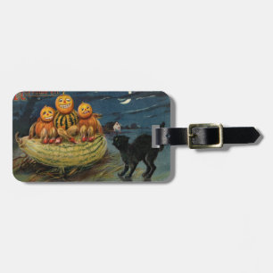 Vintage Halloween Party Black Cat Luggage Tag