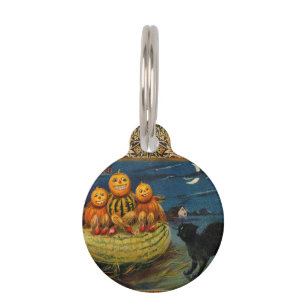 Vintage Halloween Party Black Cat Pet Tag