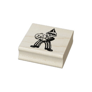 Vintage Halloween Party Goer Man Rubber Stamp