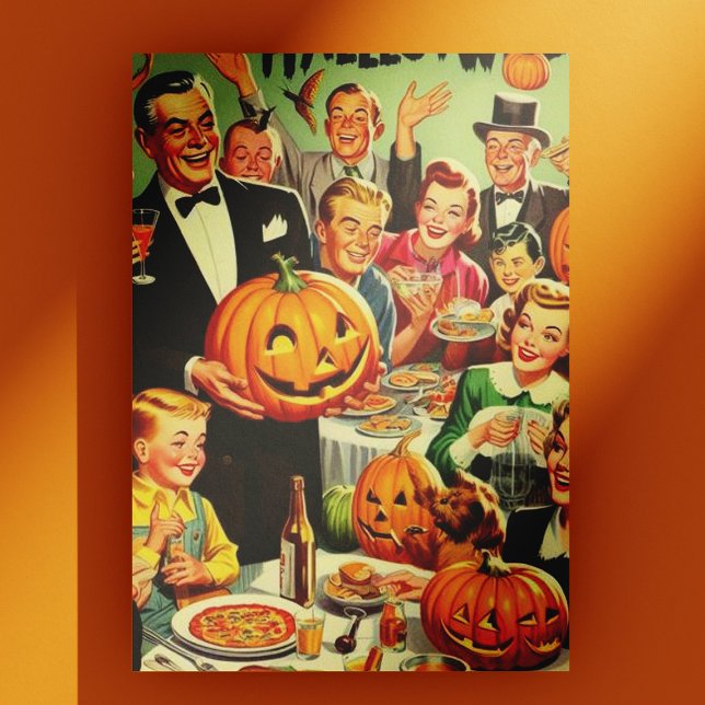 Vintage Halloween Party Illustration Postcard (Creator Uploaded)