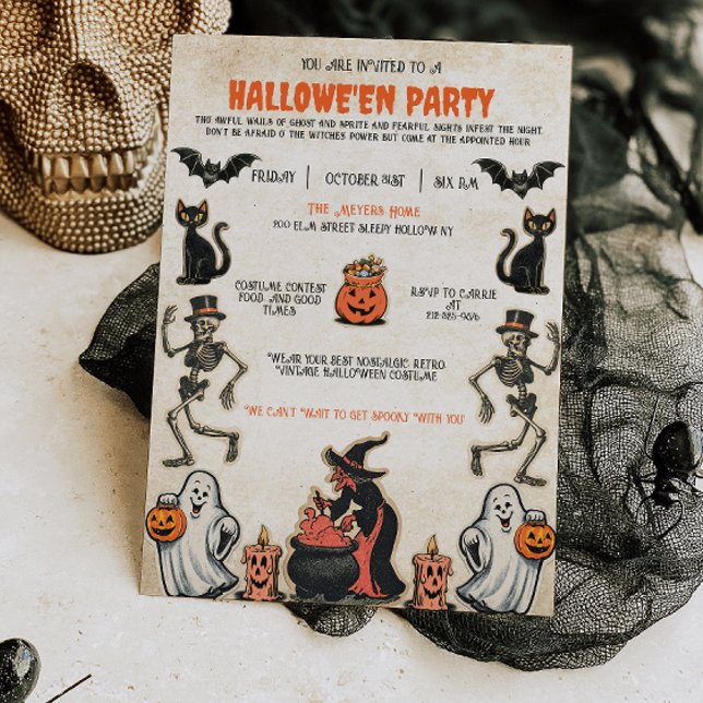 Vintage Halloween Party Invitation Nostalgic  (Creator Uploaded)