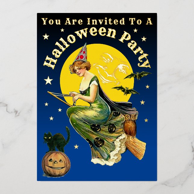 Vintage Halloween Party Invitation Template (Front)