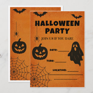 Vintage Halloween Party Invite   Spooky Icons