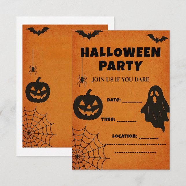 Vintage Halloween Party Invite | Spooky Icons (Front/Back)