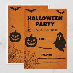 Vintage Halloween Party Invite   Spooky Icons