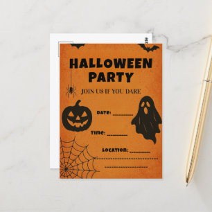 Vintage Halloween Party Invite   Spooky Icons Postcard