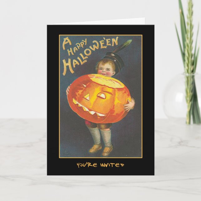 Vintage Halloween Party Invite With Bloody Text (Front)
