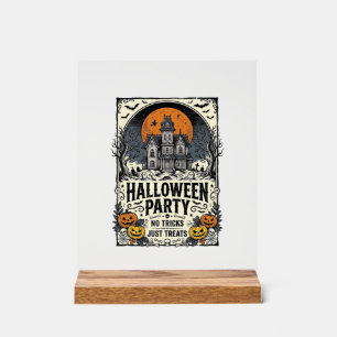 Vintage Halloween Party No Tricks Just Treats Desi Acrylic Sign