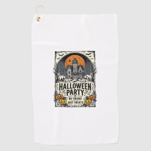 Vintage Halloween Party No Tricks Just Treats Desi Golf Towel