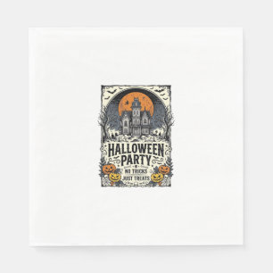 Vintage Halloween Party No Tricks Just Treats Desi Napkin