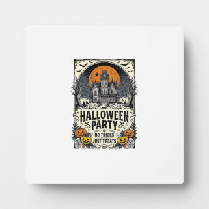 Vintage Halloween Party No Tricks Just Treats Desi Plaque