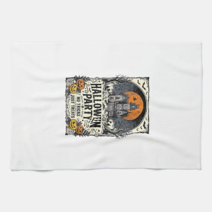 Vintage Halloween Party No Tricks Just Treats Desi Tea Towel
