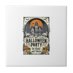 Vintage Halloween Party No Tricks Just Treats Desi Tile