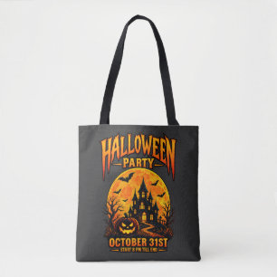 Vintage Halloween Party October 31st Haunted House Tote Bag