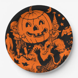 Vintage Halloween Party Paper Plate