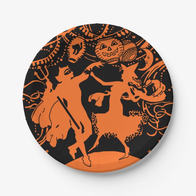 Vintage Halloween Party Paper Plate (Front)