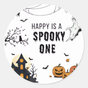 Vintage Halloween Party Poster – Haunted House, Gh Classic Round Sticker