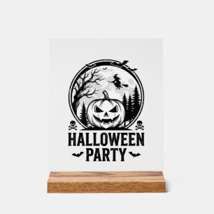 Vintage Halloween Party Pumpkin Witch Shirt Design Acrylic Sign