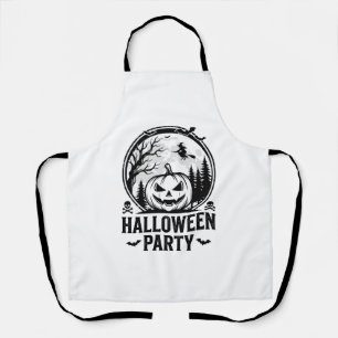 Vintage Halloween Party Pumpkin Witch Shirt Design Apron