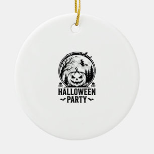 Vintage Halloween Party Pumpkin Witch Shirt Design Ceramic Tree Decoration